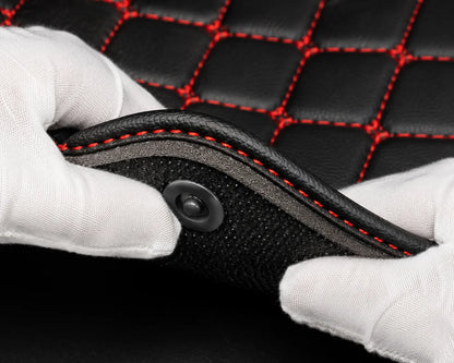 V12 Mats premium diamond custom car mats set | Black and Red Stitching