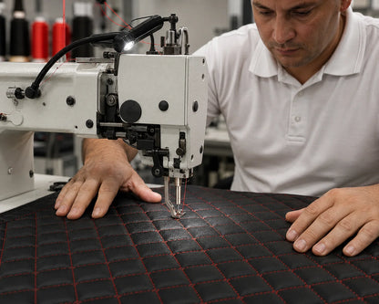 V12 Mats premium diamond custom car mats set | Black and Red Stitching