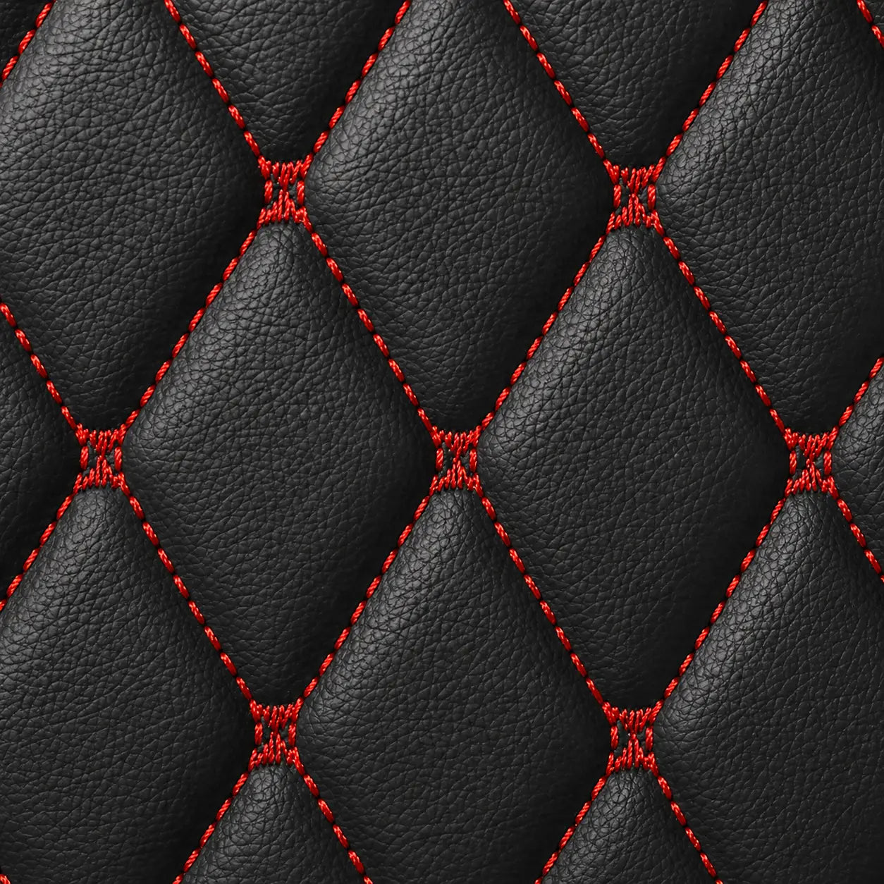 V12 Mats premium diamond custom car mats set | Black and Red Stitching