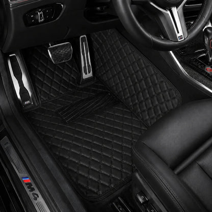 V12 Mats premium diamond custom car mats set | Black and Black Stitching
