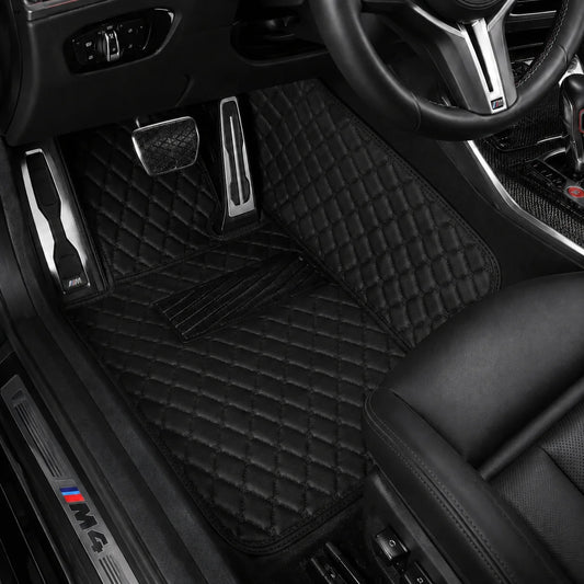 V12 Mats premium diamond custom car mats set | Black and Black Stitching