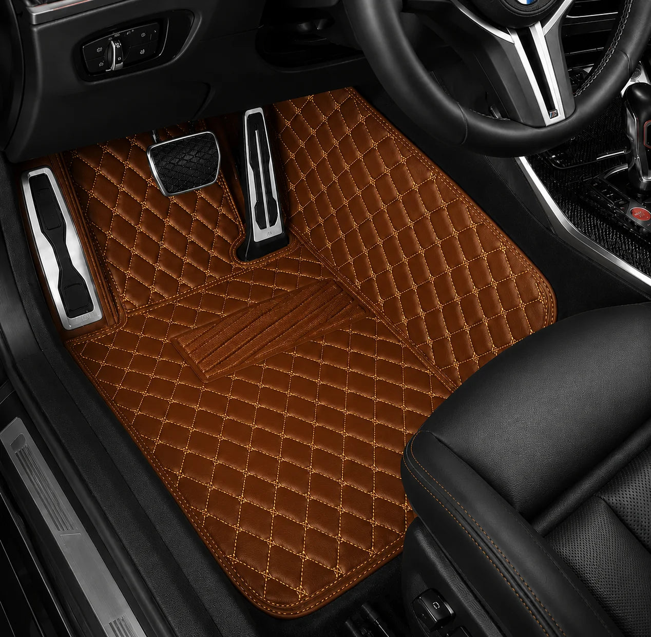 V12 Mats premium diamond custom car mats set | Caramel Brown