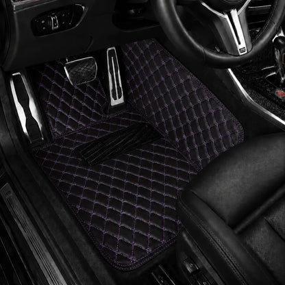 V12 Mats premium diamond custom car mats set | Black and Purple Stitching