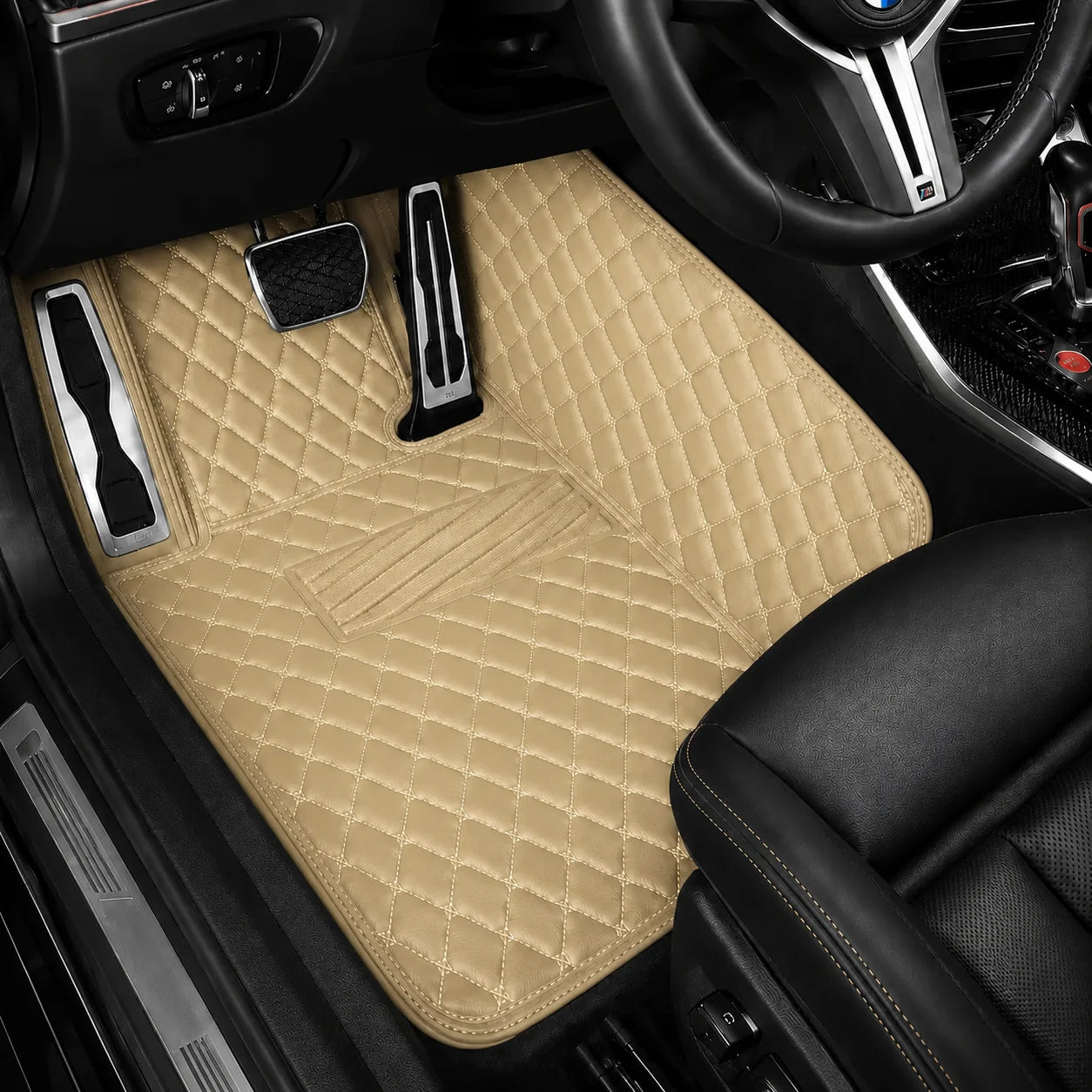 V12 Mats premium diamond custom car mats set | Cream Beige