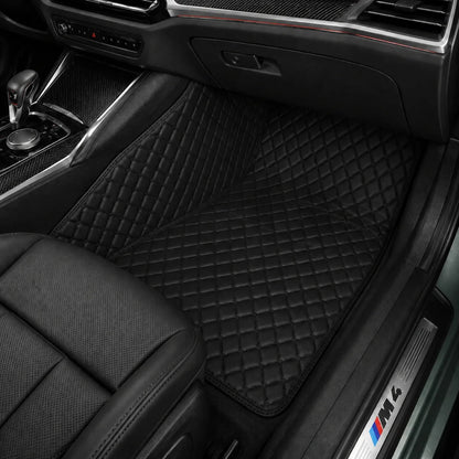 V12 Mats premium diamond custom car mats set | Black and Black Stitching