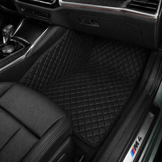 V12 Mats premium diamond custom car mats set | Black and Black Stitching