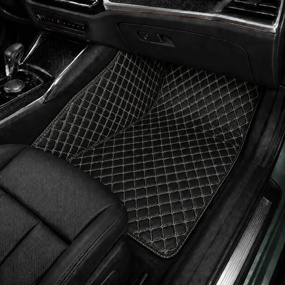 V12 Mats premium diamond custom car mats set | Black and Beige Stitching