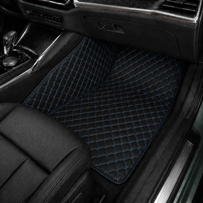 V12 Mats premium diamond custom car mats set | Black and Blue Stitching