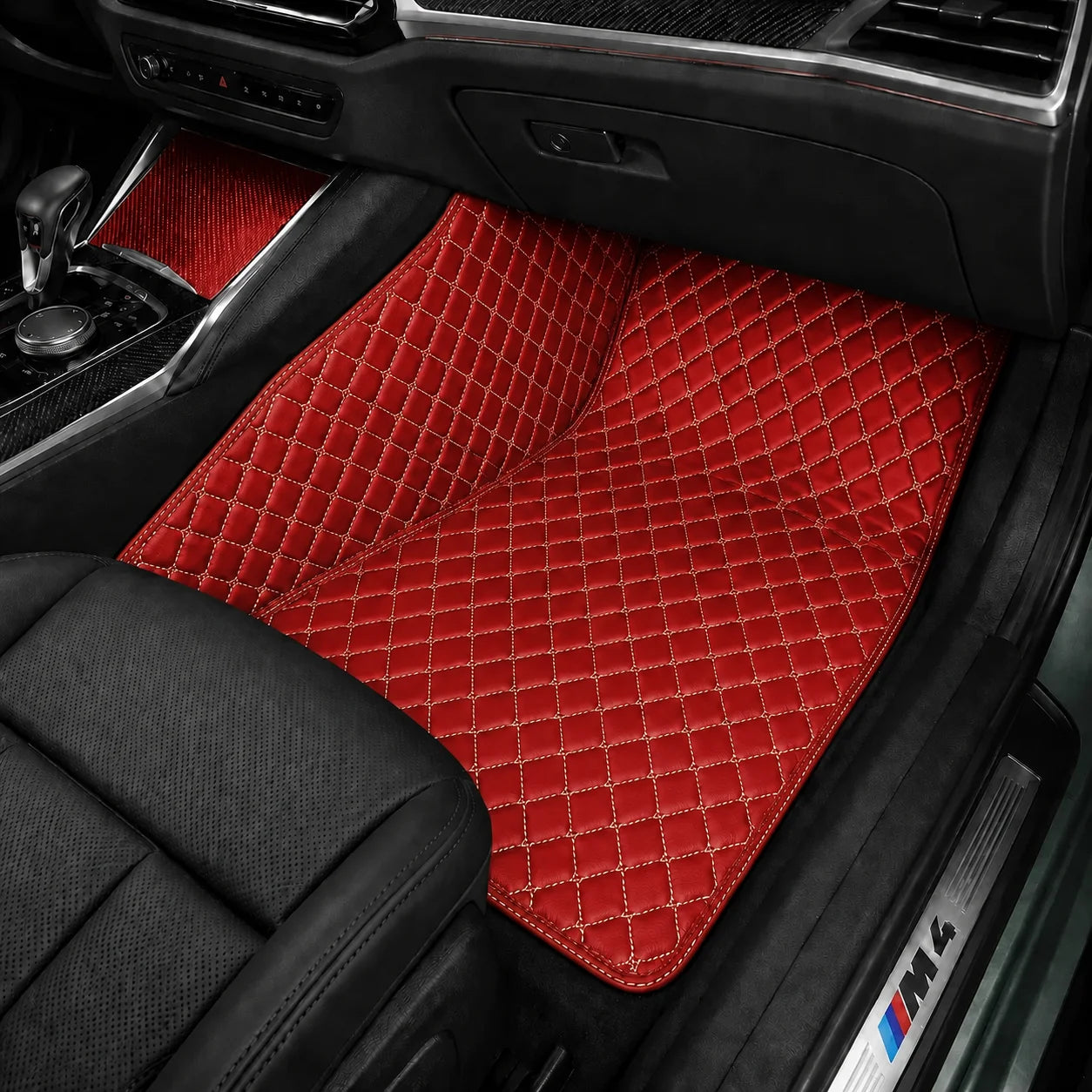 V12 Mats premium diamond custom car mats set | Cherry Red