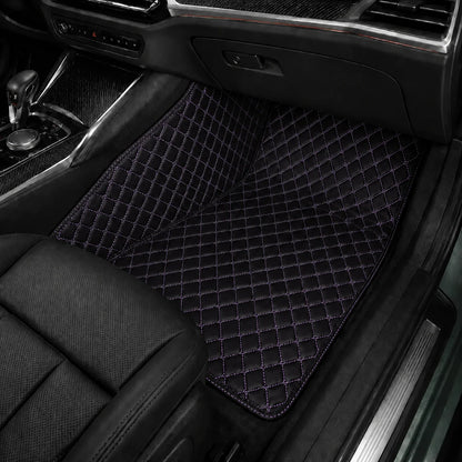 V12 Mats premium diamond custom car mats set | Black and Purple Stitching