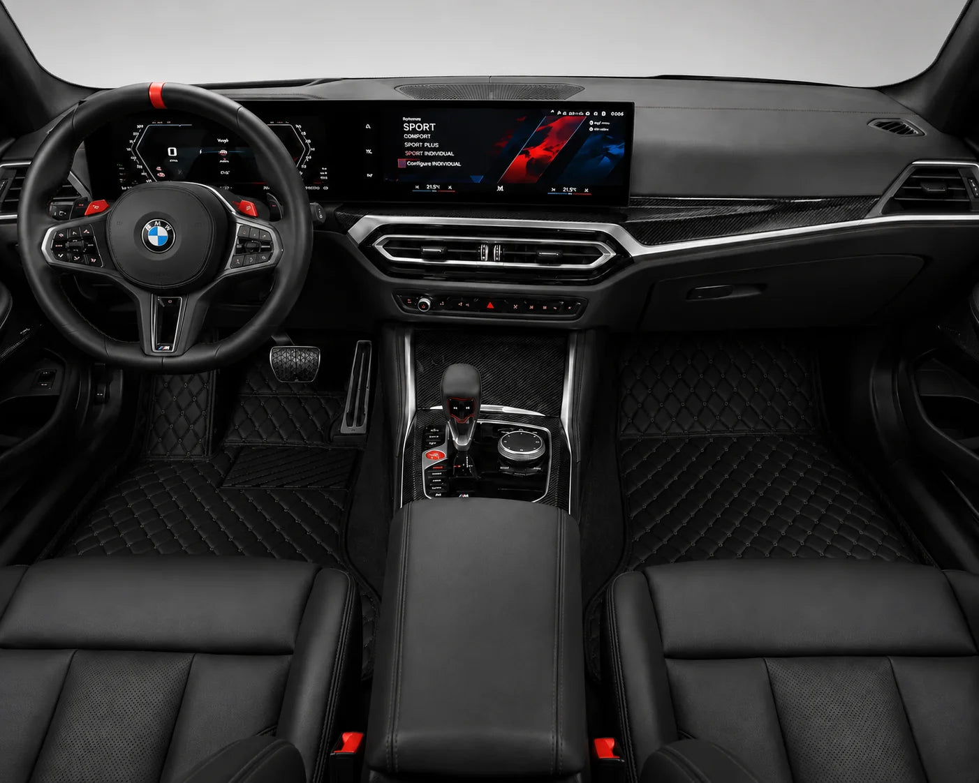 V12 Mats premium diamond custom car mats set | Black and Black Stitching