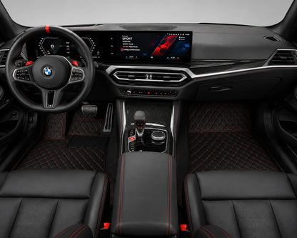 V12 Mats premium diamond custom car mats set | Black and Red Stitching