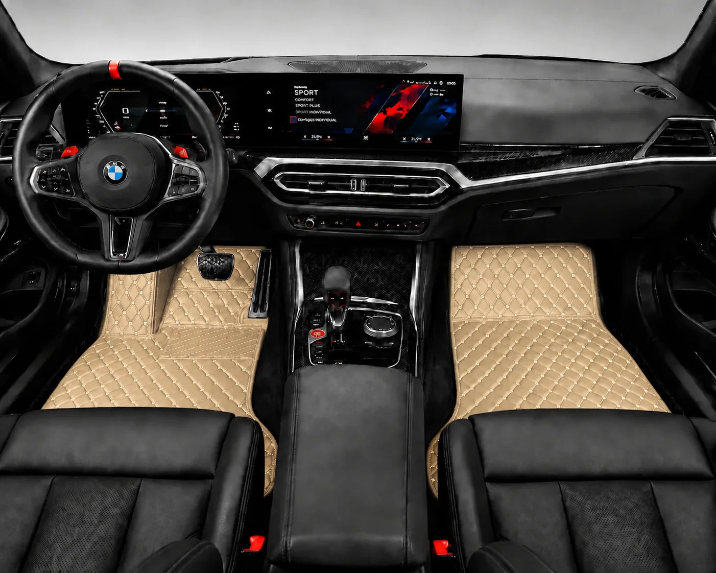 V12 Mats premium diamond custom car mats set | Cream Beige
