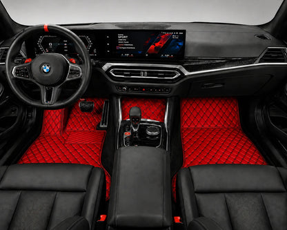 V12 Mats premium diamond custom car mats set | Ferrari Red & Black Stitching