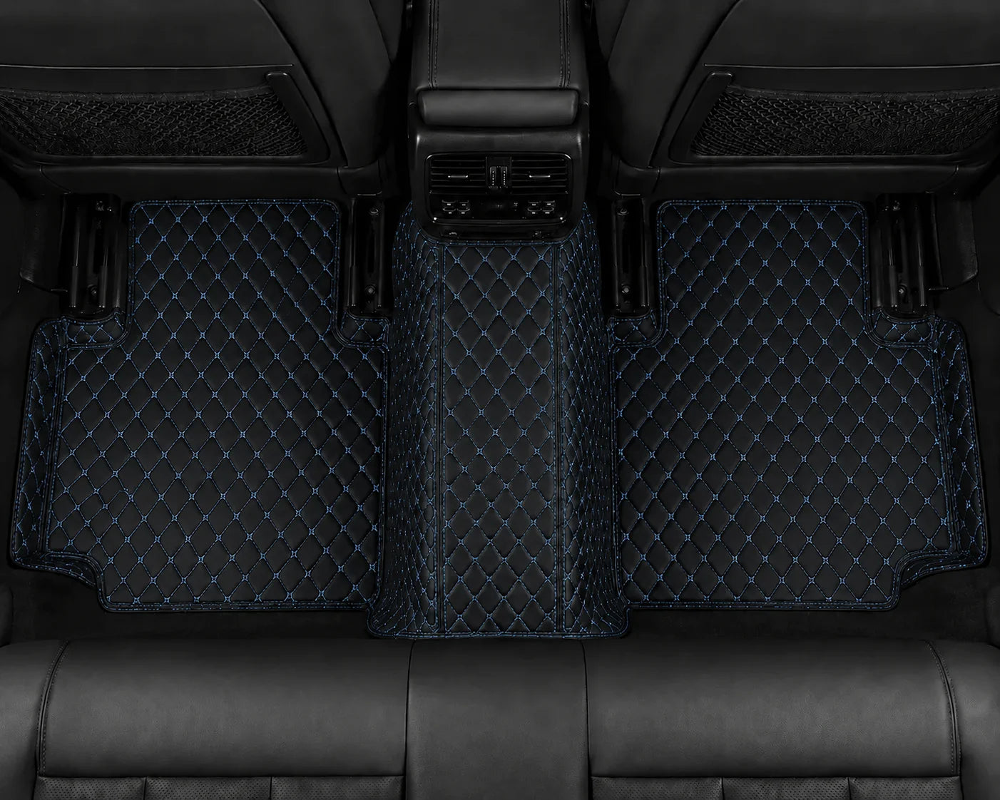 V12 Mats premium diamond custom car mats set | Black and Blue Stitching