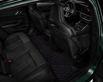 V12 Mats premium diamond custom car mats set | Black and Purple Stitching