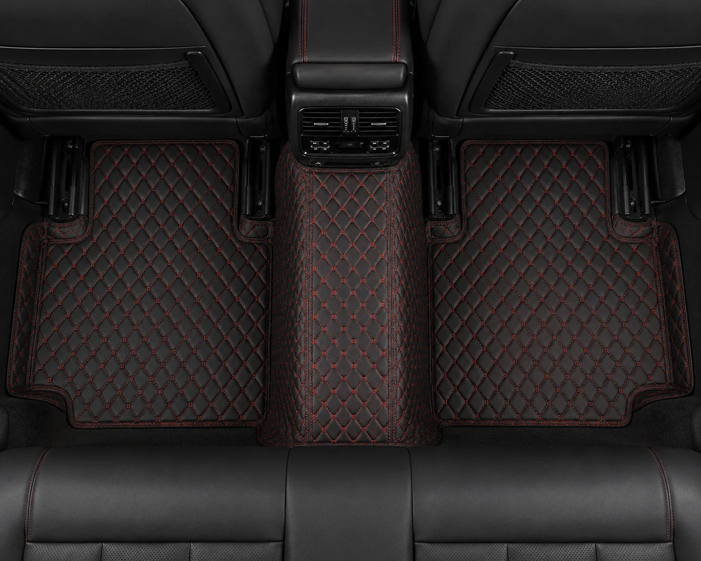 V12 Mats premium diamond custom car mats set | Black and Red Stitching