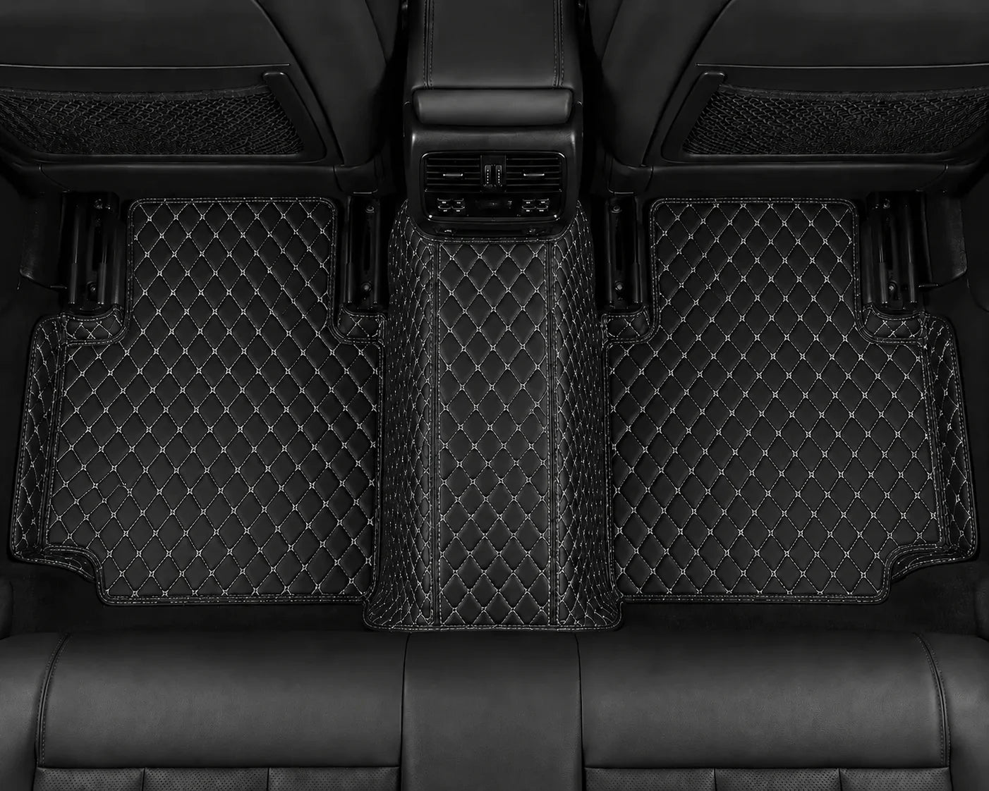 V12 Mats premium diamond custom car mats set | Black and White Stitching