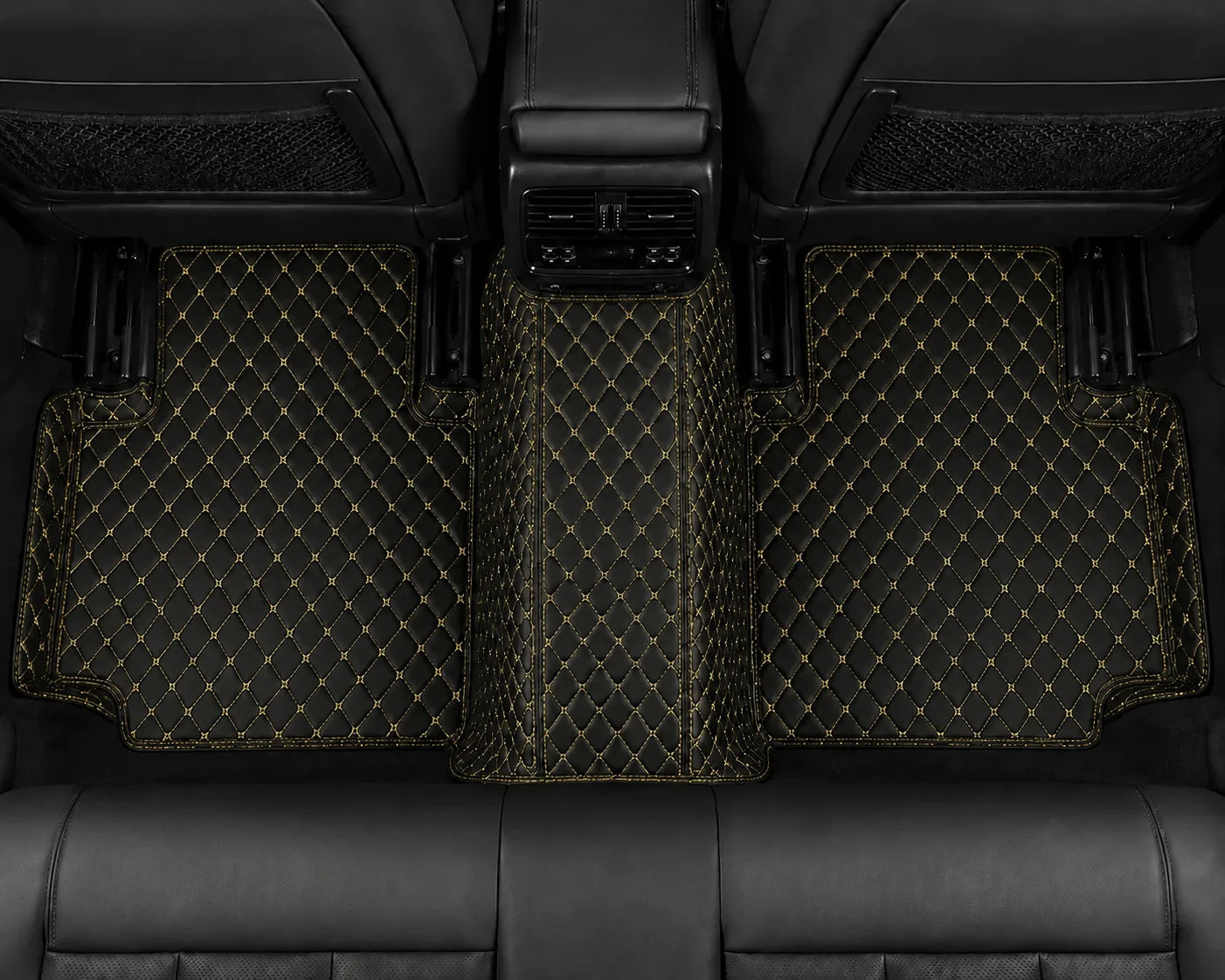 V12 Mats premium diamond custom car mats set | Black and Yellow Stitching
