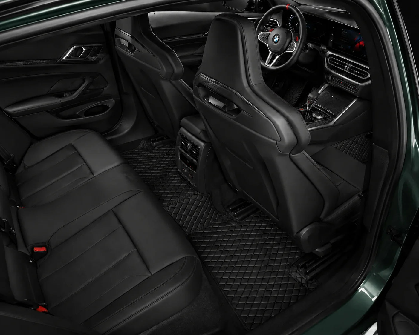 V12 Mats premium diamond custom car mats set | Black and Black Stitching