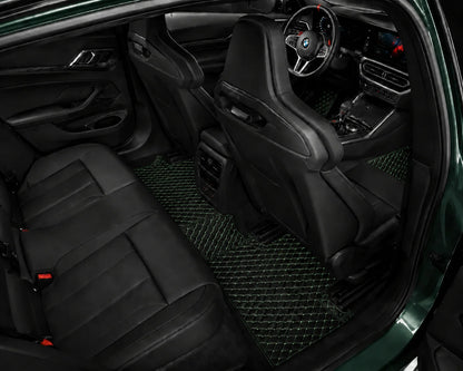 V12 Mats premium diamond custom car mats set | Black and Green Stitching