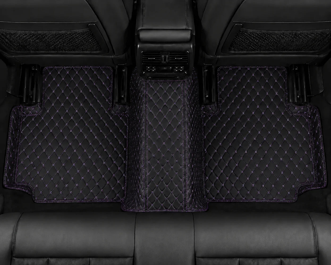 V12 Mats premium diamond custom car mats set | Black and Purple Stitching