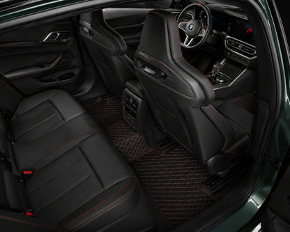 V12 Mats premium diamond custom car mats set | Black and Red Stitching