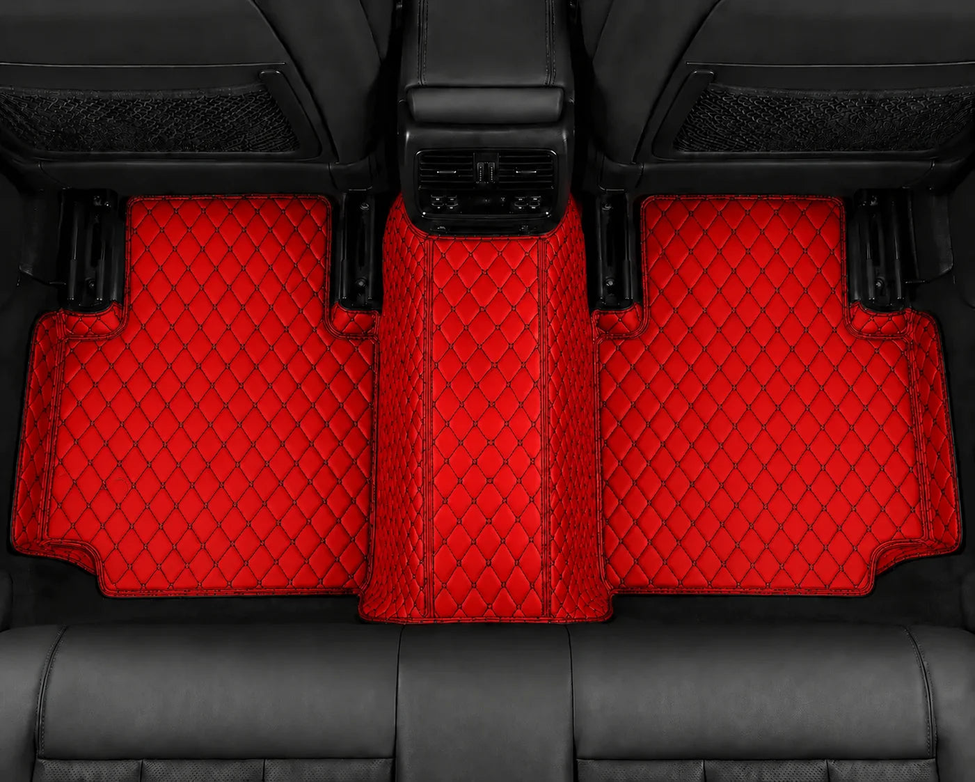 V12 Mats premium diamond custom car mats set | Ferrari Red & Black Stitching