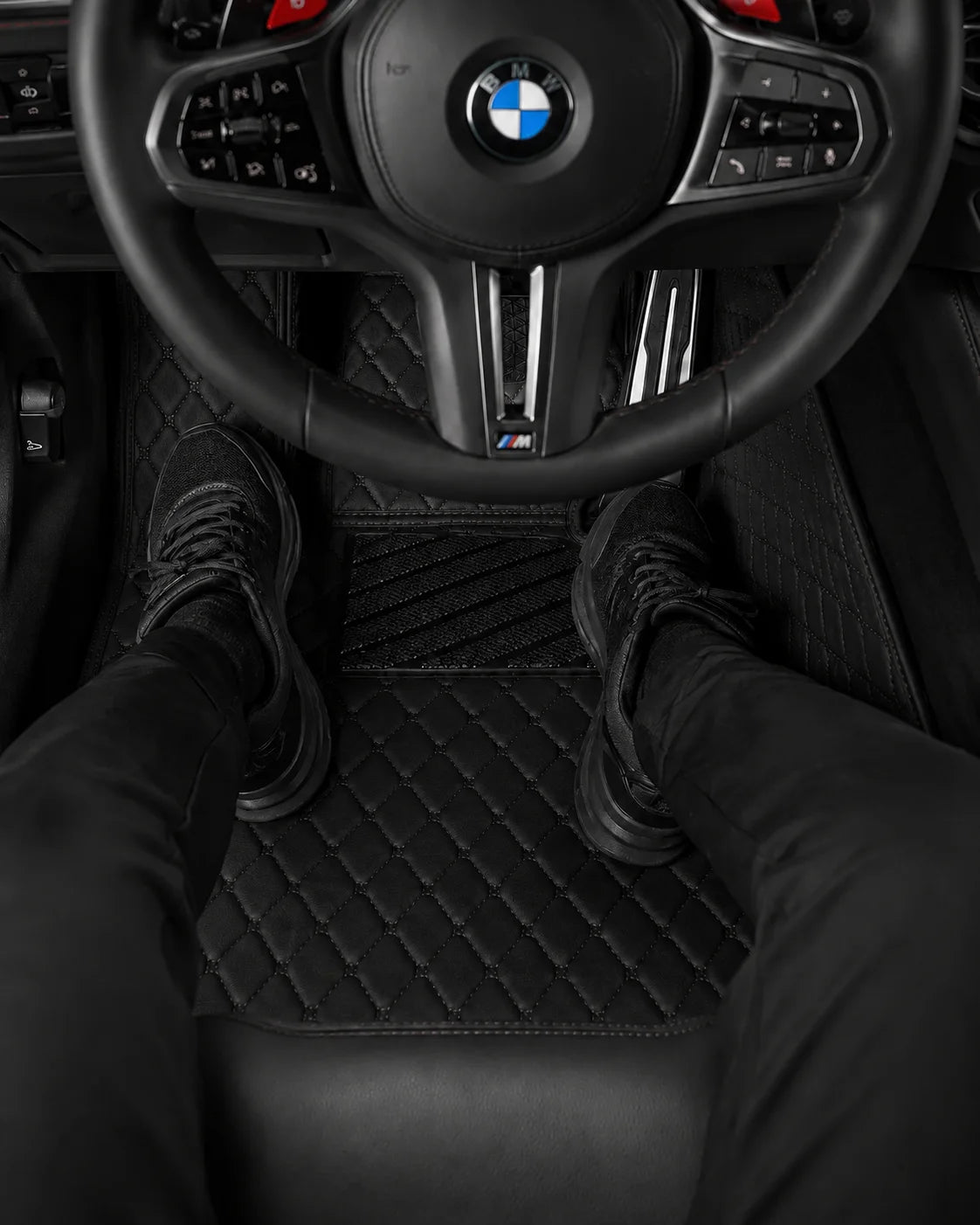 V12 Mats premium diamond custom car mats set | Black and Black Stitching