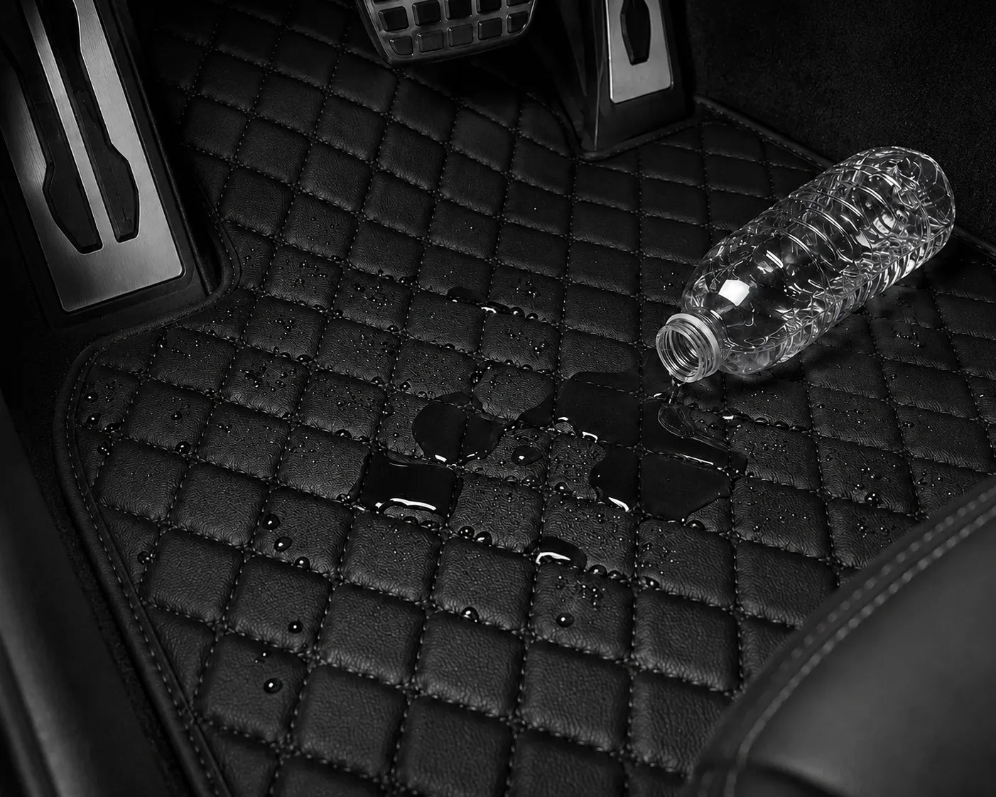 V12 Mats premium diamond custom car mats set | Black and Black Stitching