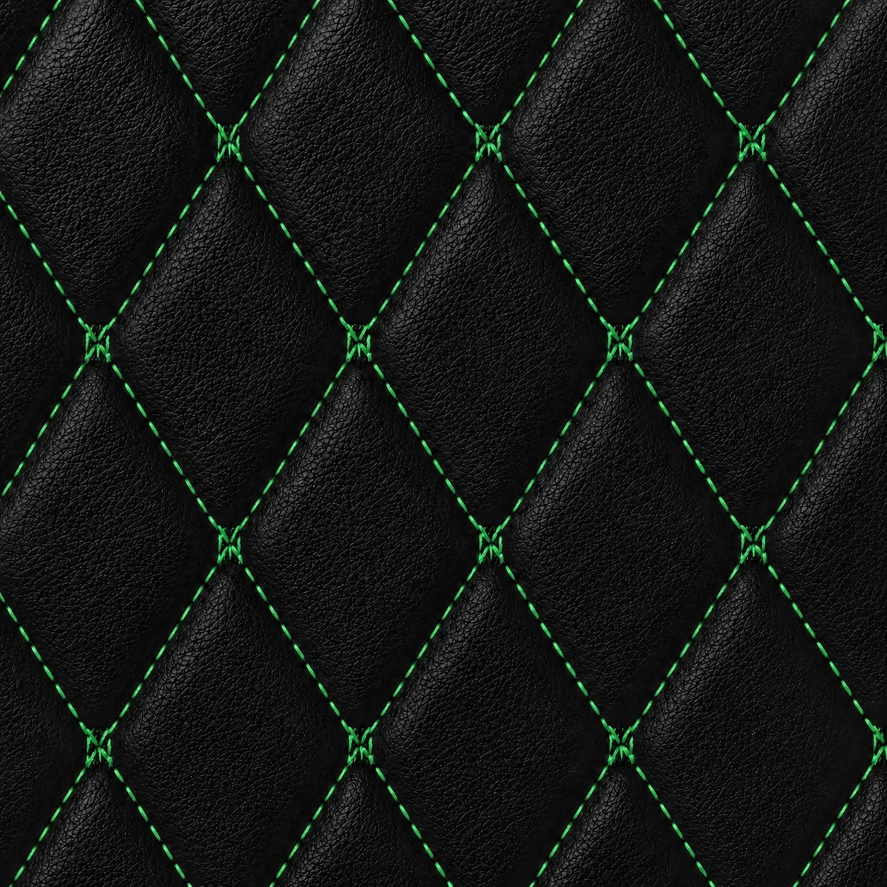 V12 Mats premium diamond custom car mats set | Black and Green Stitching
