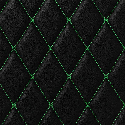 V12 Mats premium diamond custom car mats set | Black and Green Stitching