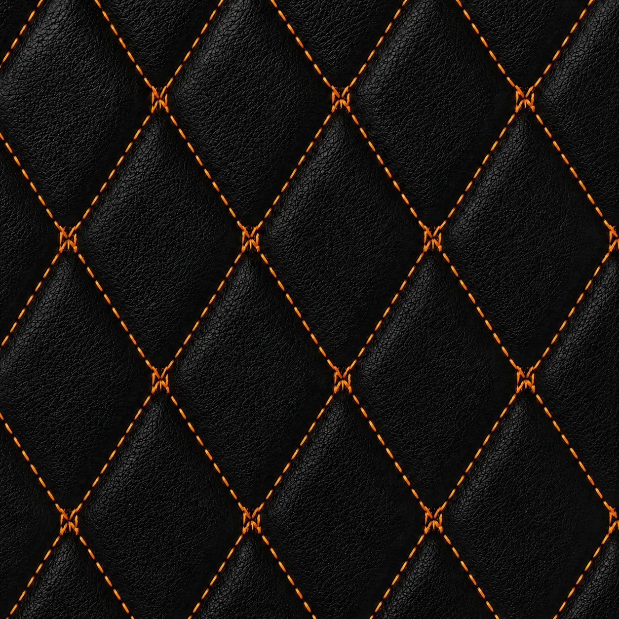 V12 Mats premium diamond custom car mats set | Black and Orange Stitching