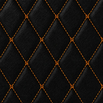 V12 Mats premium diamond custom car mats set | Black and Orange Stitching