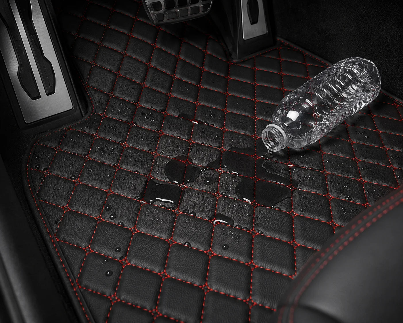 V12 Mats premium diamond custom car mats set | Black and Red Stitching