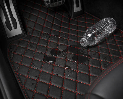 V12 Mats premium diamond custom car mats set | Black and Red Stitching