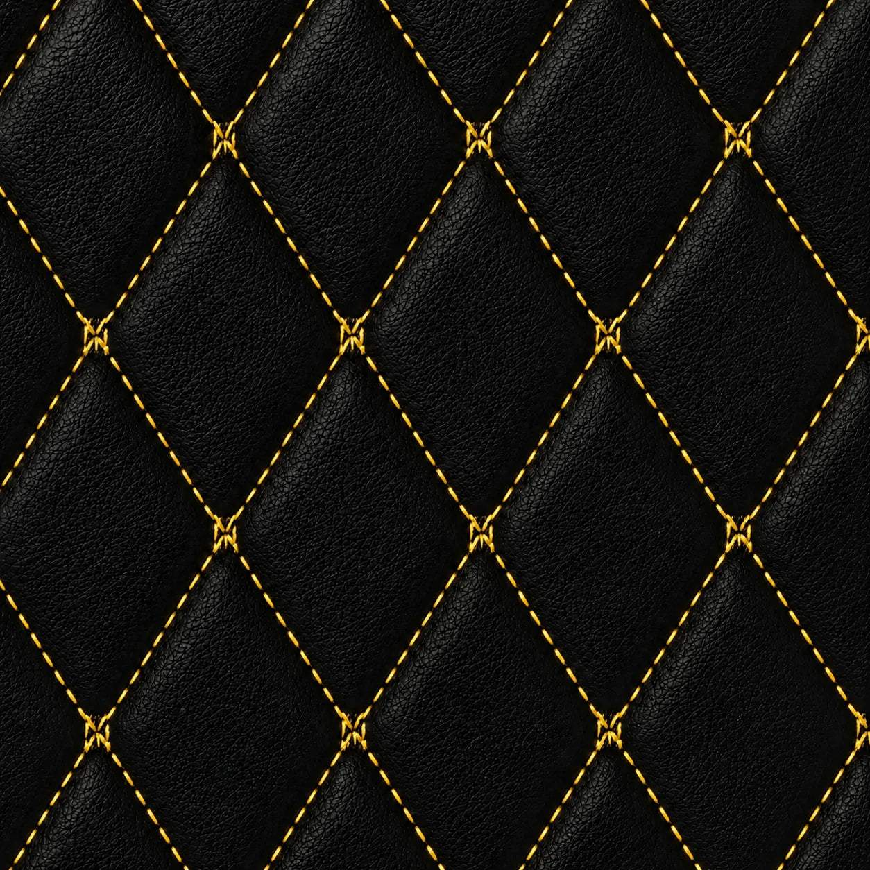 V12 Mats premium diamond custom car mats set | Black and Yellow Stitching