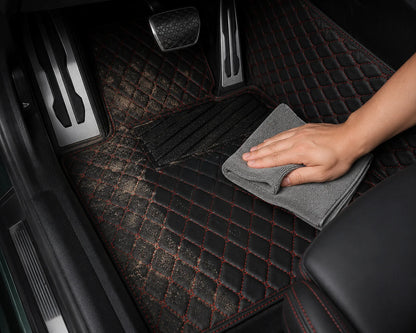 V12 Mats premium diamond custom car mats set | Black and Red Stitching